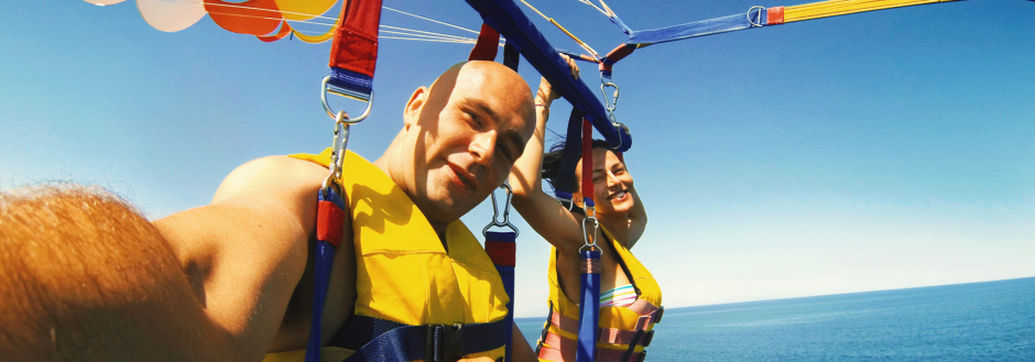 couple parasailing