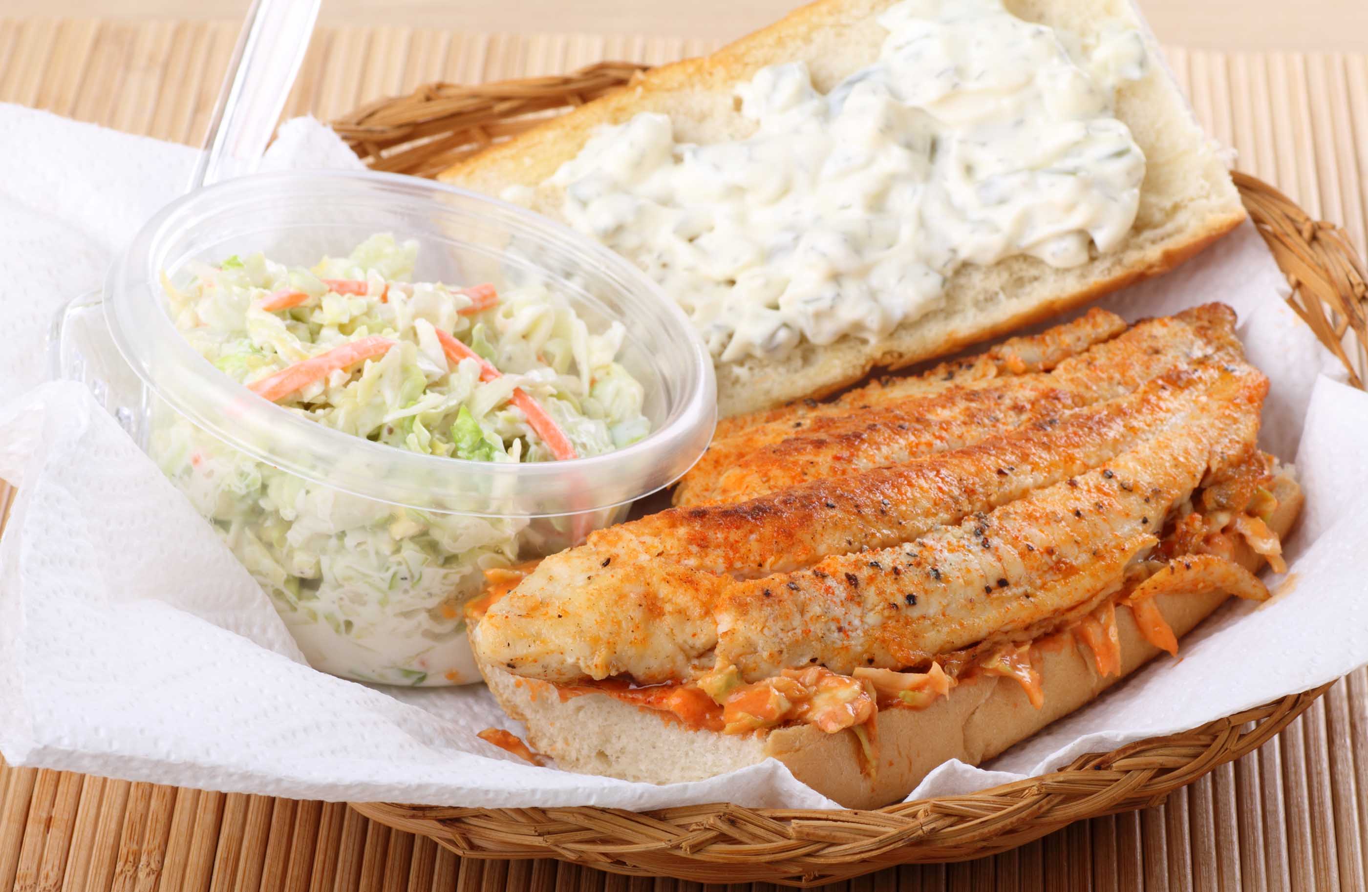 Fish sandwich and chip basket